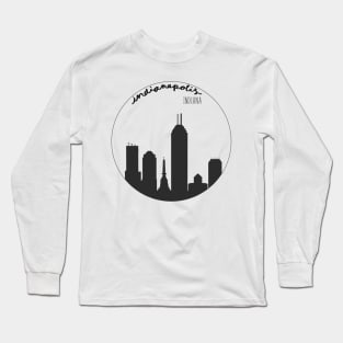 Indianapolis Indiana Circular Skyline Silhouette Long Sleeve T-Shirt